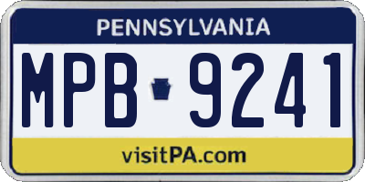 PA license plate MPB9241