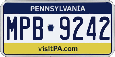 PA license plate MPB9242