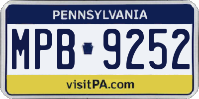 PA license plate MPB9252