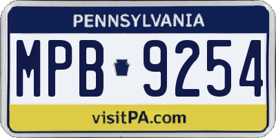 PA license plate MPB9254