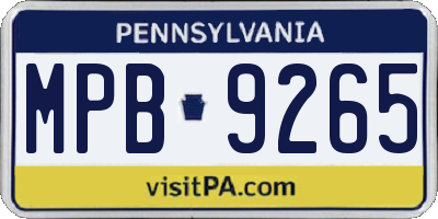 PA license plate MPB9265