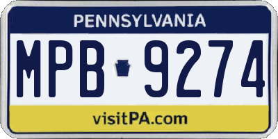 PA license plate MPB9274