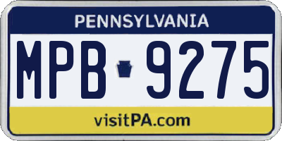 PA license plate MPB9275