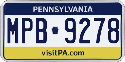 PA license plate MPB9278