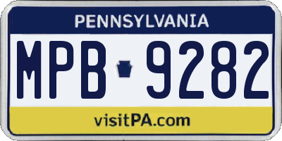 PA license plate MPB9282