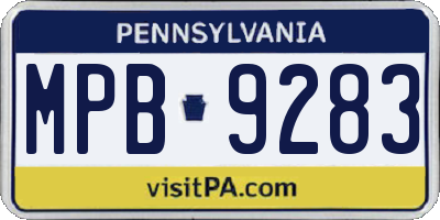 PA license plate MPB9283