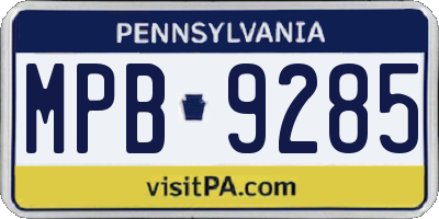 PA license plate MPB9285
