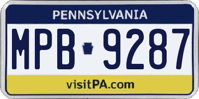 PA license plate MPB9287