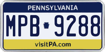 PA license plate MPB9288