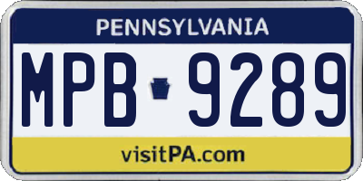 PA license plate MPB9289