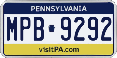 PA license plate MPB9292