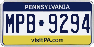 PA license plate MPB9294