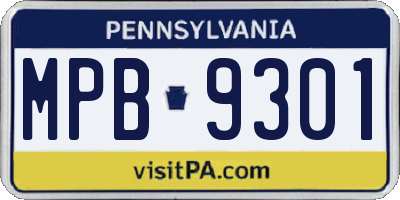 PA license plate MPB9301