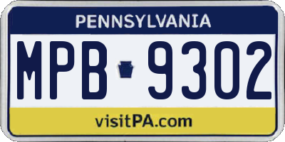 PA license plate MPB9302