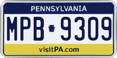 PA license plate MPB9309