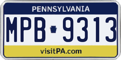 PA license plate MPB9313