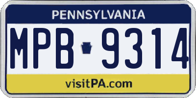 PA license plate MPB9314