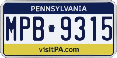 PA license plate MPB9315