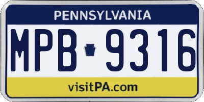 PA license plate MPB9316