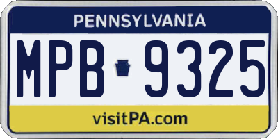 PA license plate MPB9325