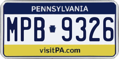 PA license plate MPB9326
