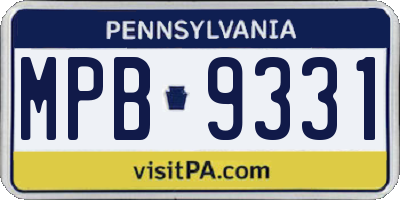 PA license plate MPB9331