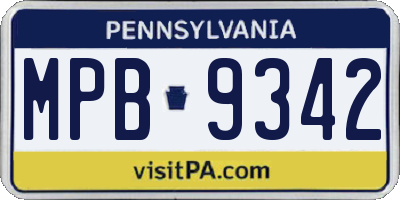 PA license plate MPB9342
