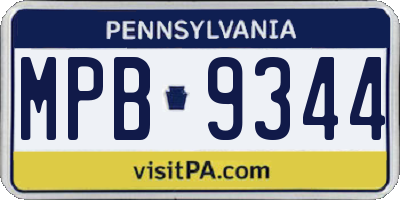 PA license plate MPB9344