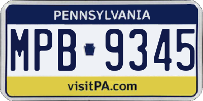 PA license plate MPB9345