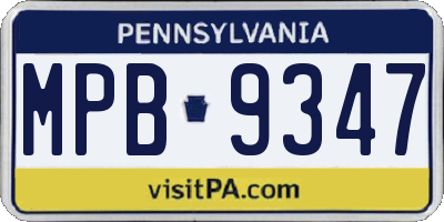 PA license plate MPB9347