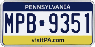 PA license plate MPB9351