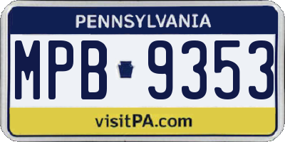 PA license plate MPB9353
