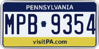 PA license plate MPB9354
