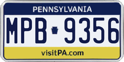 PA license plate MPB9356