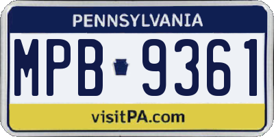 PA license plate MPB9361