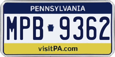 PA license plate MPB9362