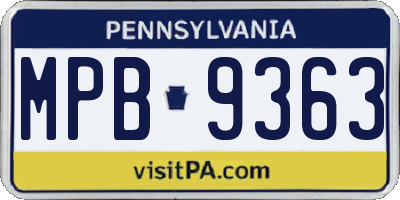 PA license plate MPB9363