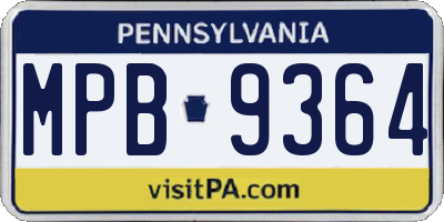 PA license plate MPB9364