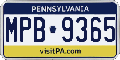 PA license plate MPB9365