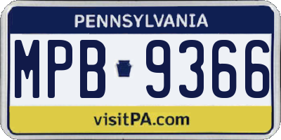 PA license plate MPB9366