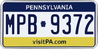 PA license plate MPB9372