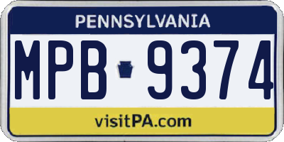 PA license plate MPB9374