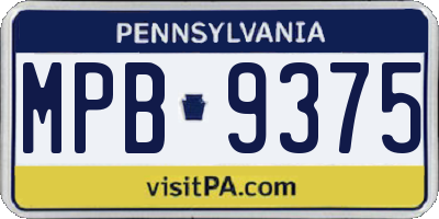 PA license plate MPB9375