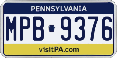 PA license plate MPB9376
