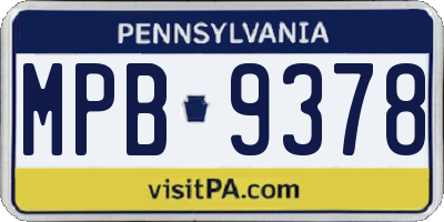 PA license plate MPB9378