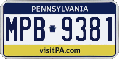 PA license plate MPB9381