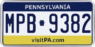 PA license plate MPB9382