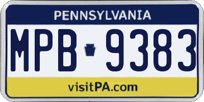 PA license plate MPB9383