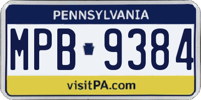 PA license plate MPB9384