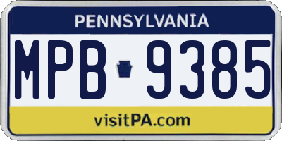 PA license plate MPB9385